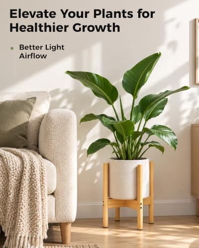 Bamboo Plant Stand Indoor Single Plant Holder 10in - view 4