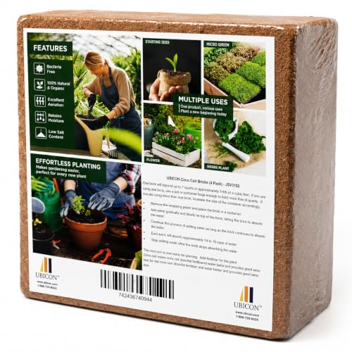 Organic Coco Coir Growing Medium 650 Gram Bricks, 4 Pack