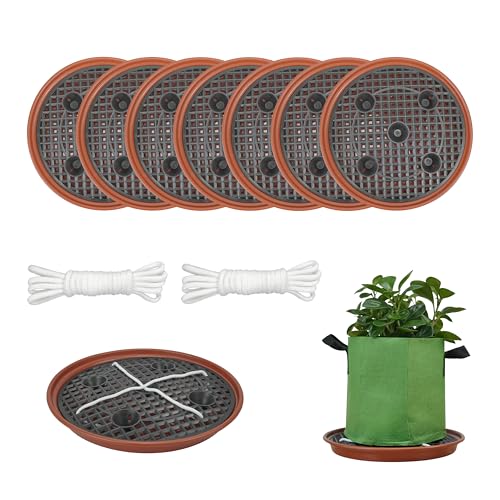 8 Pack 13 inch Self Watering Base for Fabric Grow Bag, Self-watering Plastic Elevated Plant Saucer Stand, Automatic Watering Tray for Non-woven Planter Flower Pot Growth Tent Greenhouse Indoor Outdoor