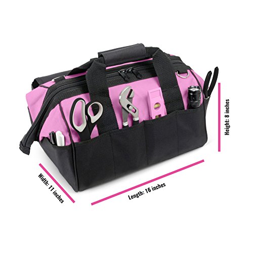 Pink Tool Bag for Women -16" Tool Tote Bag w/ 22 Storage Pockets - view 2