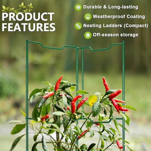 2 Pack 32 Inch Stacking Tomato Ladders, V-Shape Garden Trellis - view 5