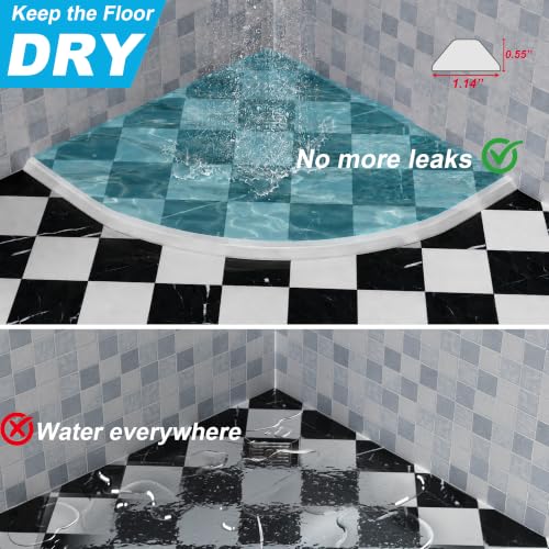 39" Shower Threshold Water Dam, Self-Adhesive Silicone Water Barrier & Shower Water Guard, Solid Triangle Stopper for Walk-In & Curbless Showers, Bathtubs & Sinks, Keeps Floor Dry - view 4