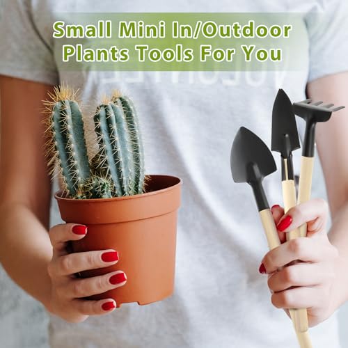 Small Garden Tools 6 Pcs Miniature Shovel Set Cute Gardening Mini Succulent Home Tiny Gardening Kit Plant Potted Repotting Flower Wood Handle Care Transplant Accessories Potted Houseplant - view 5