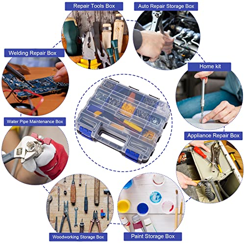 Small Parts Storage Case Tools Box Organizer Double Side 34 Compartments Hardware Organizers with Removable Plastic Dividers for Screws Nuts Nails Bolts - view 2