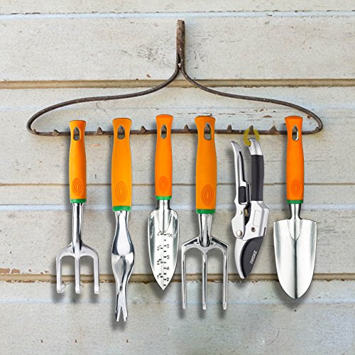 Garden Tool Set, 12 Piece Aluminum Hand Tool Kit, Garden Canvas Apron with Storage Pocket, Outdoor Tool, Heavy Duty Gardening Work Set with Ergonomic Handle, Gardening Tools for women men - view 6