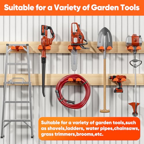 Weedeater Hanger, 2 Pack Garage Organize Grass String Trimmer Rack, Heavy Duty Metal Weed Eater Holder Wall Mount Save Space, Garden Tool Storage Rack Loads 25lbs, Weed Wacker Hooks for Garage - view 5