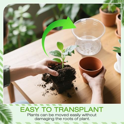 25 Pack 7/6/5/4/3 Inch Clear Nursery Pots with Drainage Trays - view 5