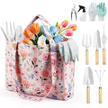 10-Piece Gardening Tool Set with Floral Bag, Pink White