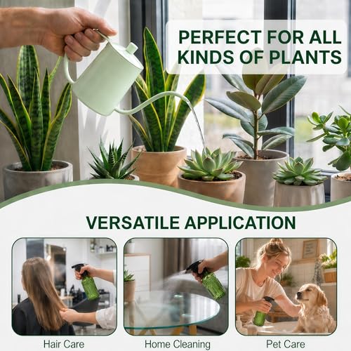 2 Pack Small Watering Can for Indoor Plants, 20 oz Metal Plant Watering Can with Long Spout for House Plants, 13.5 oz Glass Plant Mister Spray Bottle for Bonsai Garden Flowers Decorative - view 6
