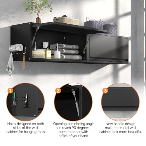 Metal Wall Cabinet, 12.6" H Garage Wall Cabinet with Up-Flip Door - view 4