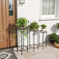 Outdoor Plant Stand with Iron Legs and Ceramic Tile Top for Garden, Poolside, Backyard, Plant Table Shelf with Multi Color Flower Pattern for Balcony, Living Room