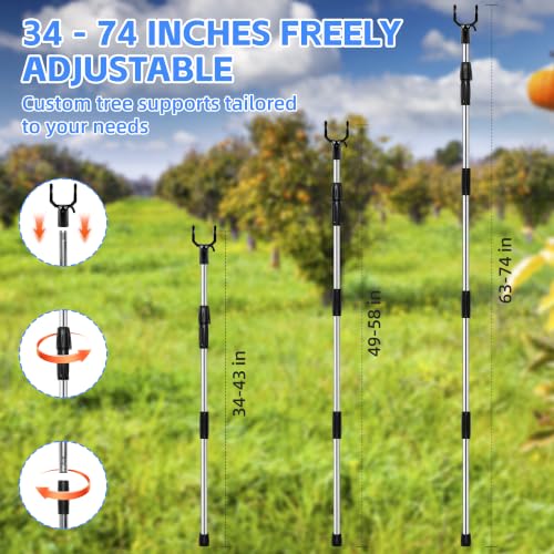 Tree Branch Support Stainless Steel, 34-74“ Adjustable Tree Support Poles (Black-2 Set) - view 6