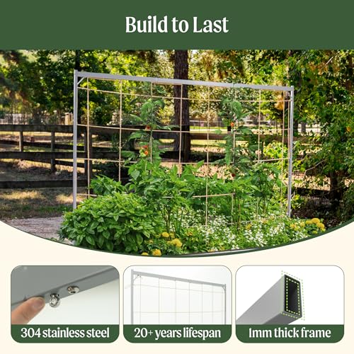 9.5ft Long Tomato Metal Frame Trellis, Garden Trellis for Climbing Plants Like Cucumber Beans Tomatoes & Vines, (Garden Beds Not Included) - view 3