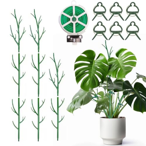 Monstera Plant Support Stakes, 8 Pack Stackable Garden Trellis Climbing Plant Support Structures with Extension Poles for Indoor Outdoor Potted (39.4''- 8 Pack)