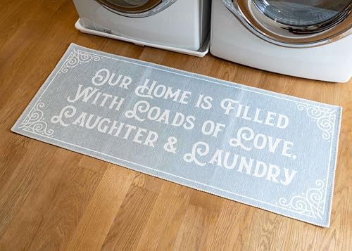Soft Woven Rugs, 24x56 Laundry Room Rug, 85% Cotton, Funny Non Slip Laundry Mats, Machine Washable, Bathroom Runner Floor Mat for Washroom, Kitchen, Laundry Our Home-Laughter