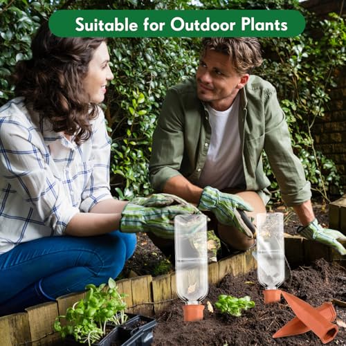 6 Sets Plant Watering Devices 6 Pcs Self Watering Spikes 6 Pcs 25 oz Plastic Bottles Slow Release Automatic Waterer Empty Liquor Bottles Terracotta Spikes for Vacation Plant (Ceramic Color) - view 6