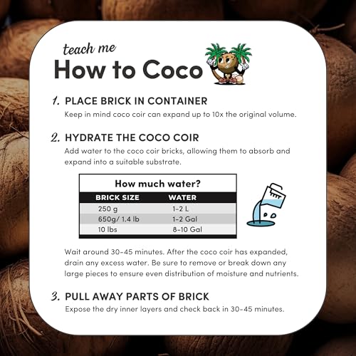 Coco Coir Brick I Expandable Organic Coconut Fiber Substrate I Plants Potting Soil Mix for Indoor & Outdoor Gardening, Succulents & Cactus I OMRI Certified & Non-GMO Soil Alternative, 10lbs - view 5