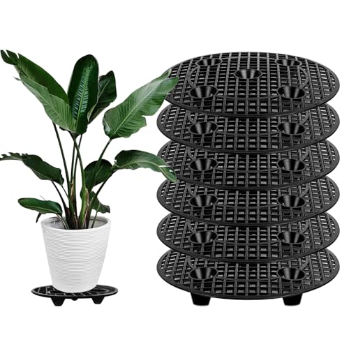 Plant Riser Indoor Outdoor, Plant Level Pot Elevator- 12inch Plant Riser Holder Plastic Floor Protector Plant Trivet, Heavy Planter Holder for Prevent Rot and Damage on Patio & Deck(12inch X 6Pack)