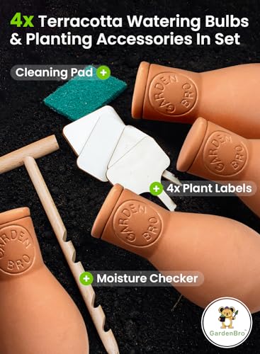 4 Pc Ollas Terracotta Watering Pots Large - 14 Oz Terracotta Self Watering Globes for 1-Week Easy to Refill - Clay Garden Olla Pots Plant Waterers While On Vacation Outdoor & Indoor [14 oz Classic] - view 3