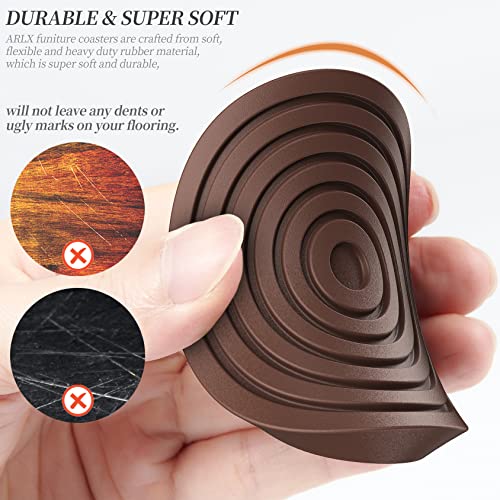 Furniture Coasters Caster Cups Furniture Leg Protectors 2.5 Inch 4pcs Brown Rubber Pads no Slip - for Hardwood Floors - view 2