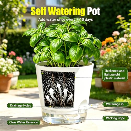 10 Indoor Herb Garden Kit, 54pcs Complete Kitchen Herb Starter Set Including 2-Color Self Watering Pots, Soil & Tools, Unique Gift Ideas for Plant Lovers, Women, Men, Friend, Birthday, Housewarming - view 4