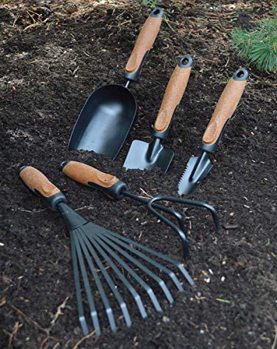 Garden Tool Set, 5 Pieces, Heavy Duty Powder Coated Steel, Cork Handle - view 2