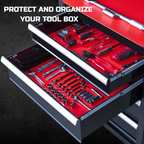 Tool Box Liner 16" Wide x 18 Ft, 1/8" Thick Heavy Duty Toolbox Drawer Liners for Tool Chest Cabinet Workbench & Garage Shelf, Protective Non-Slip Mat for Mechanics & Workshops, Red - view 3