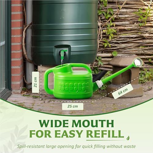 8L Plastic Watering Can with Stainless Steel Sprinkler Rose - Durable Garden Watering Jug for Plants & Flowers - Easy Pour Outdoor & Indoor Watering Can - Green - view 6
