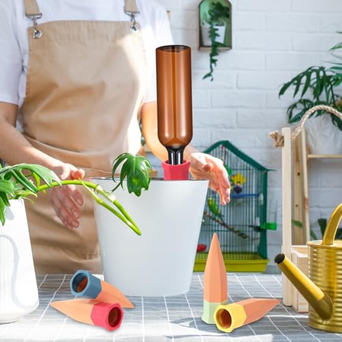 8 Pcs 4 Set Plant Watering Devices, Terracotta Watering Spikes with 25 oz Plastic Wine Bottles, Slow Release Vacation Insert Automatic Plant Waterer Devices for Indoor Outdoor - view 5
