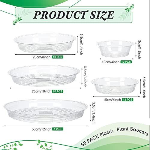 50 Pack 4/6/8/10/12 Inch Plant Saucer Clear Plastic Plant Trays - view 2