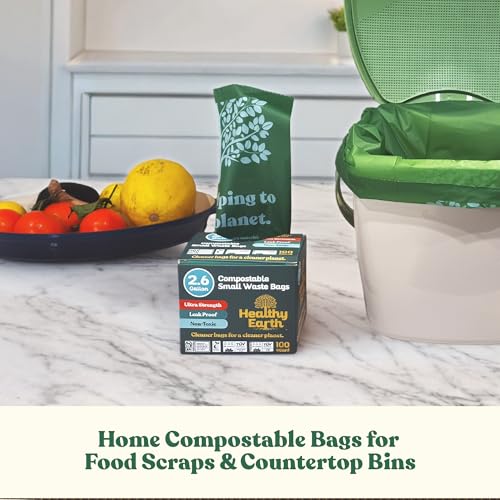 2.6 Gallon Compostable Trash Bags – 100 Count Small Trash & Kitchen Compost Bags for Countertop Bins, Extra Thick Plant-Based Food Scrap Liners, BPI & TÜV Certified ASTM D6400 - view 2