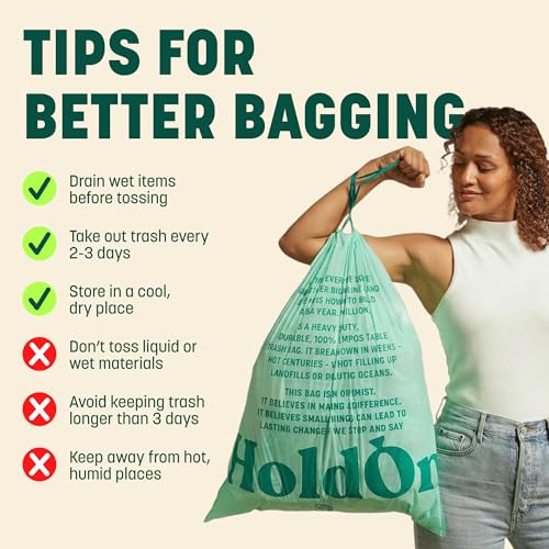 Compostable Tall Kitchen Drawstring Bags - 13 Gallon, 40 Count - view 5