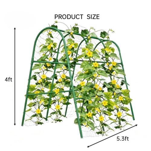 Garden Arch Trellis for Raised Beds, 4x5.3FT Plant Support for Cucumbers, Melons, Grapes, Roses & Climbing Vegetables, Outdoor Rust-Resistant Trellis for Vertical Growing, Green - view 2