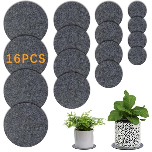 16 PCS Absorbent Waterproof Plant Coasters mat,4 Size 4/6/ 8/10 Inch Reversible Round Fabric Plant Coasters and Plant Saucers for Indoors,Plant mat for Indoor Plants