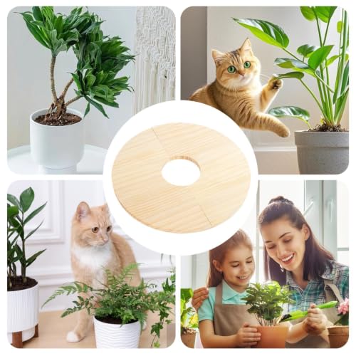 Plant Pot Cover - Dig Proof Guard Protect Soil Disc, Wooden Split Grid - view 4