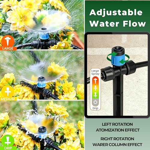 50FT Drip Irrigation System for Starter: Small Garden Quick Connect 1/4" PE Water Tubing Automatic 11Pcs Sprinkler Kit Adjustable Misting Part Watering Hose Outdoor Raised Bed Plants Flower Greenhouse - view 4