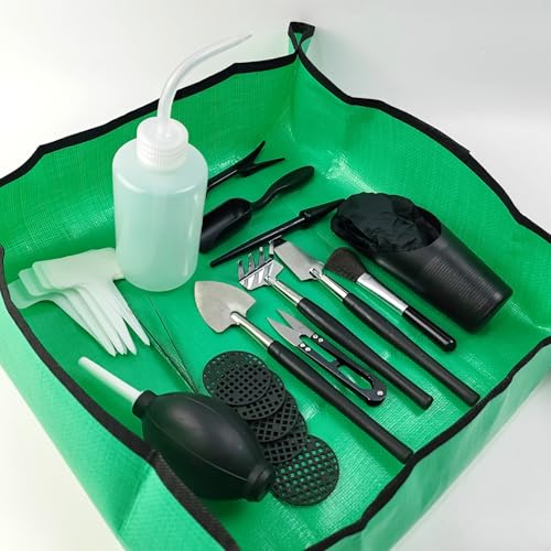 30PCS/Set Mini Garden Hand Transplanting Succulent Tools Set, 19.7" Thickened Repotting Mat & Plant Tag, Miniature Planting Indoor Fairy Care, Potting, Cactus, Houseplant Bonsai Tool Kit - view 6