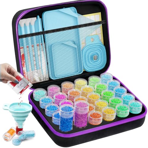 30 Slots Storage Container for Diamond Art Kits for Adults, Portable Bead Storage Boxes for Diamond Painting Accessories and Tools