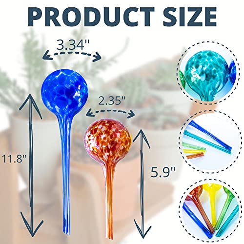 2 Large 3 Small Glass Plant Watering Globes - Plant Watering Devices - Plant Watering Bulbs - Self Watering Spikes - Self Watering Planter Insert - Free Moisture Meter Cotswold Homeware - view 2