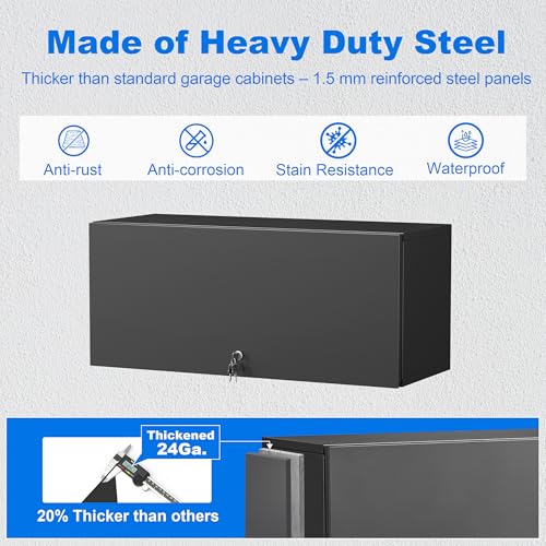 Metal Wall Mounted Storage Cabinet with Gas Spring for Garage - view 6
