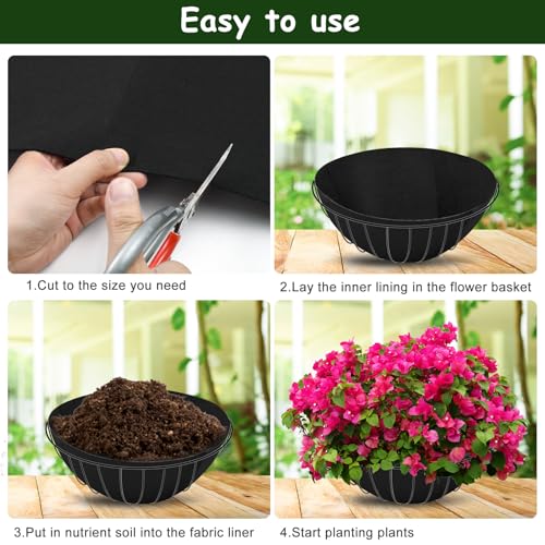 12x40 Inch Black Felt Planter Liner Roll Non-Woven Breathable Fabric Planter Basket Liner Reusable Coco Liner Alternative for Hanging Basket, Window Box, Raised Garden Bed, Indoor & Outdoor Planting - view 5