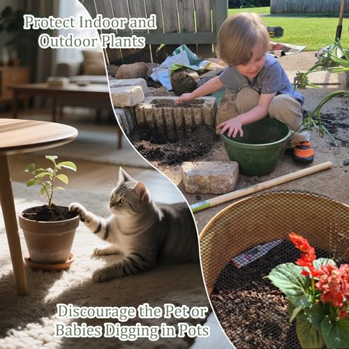 6 Pcs 11.8 Inch Plant Pot Grids，Cut-able Plant Pot Soil Protective Covers from Animals,Used to prevent animals or babies from digging up the soil in flowerpots.Suitable for Indoor and Outdoor Plants. - view 6
