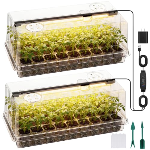 72 Cells Seed Starter Tray with Grow Light, Seed Starter Kit Full Spectrum with 5 Dimmable Brightness & Timer, Indoor Plant Grow Tray for Beginners & Seasoned Gardeners, Gardening Gifts, White