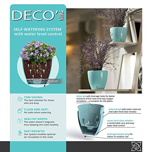 6.7 Inch Deco Self Watering Pots for Indoor Plants in Cream (Set of 3) - Decorative Flower Pot with Water Level Indicator and Drainage Cartridge for All House Plants, Flowers and Herbs - view 3