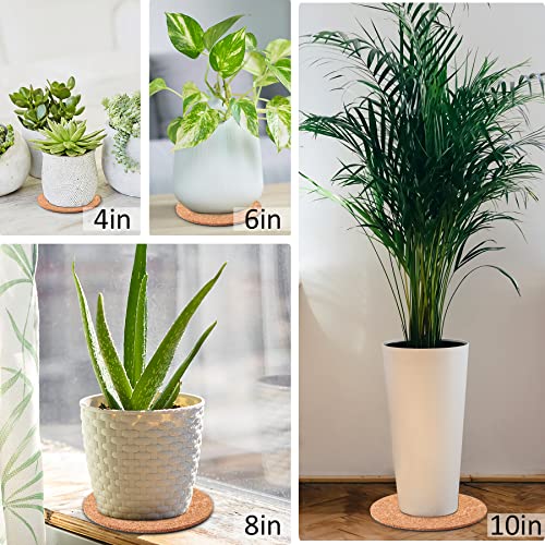 8 Pieces 4 Sizes Cork Plant Saucersplant Mats Round Coasters Pad for Plants House Garden Indoors Pots DIY Craft Project (4 Inches,6 Inches,8 Inches,10 Inches) - view 6