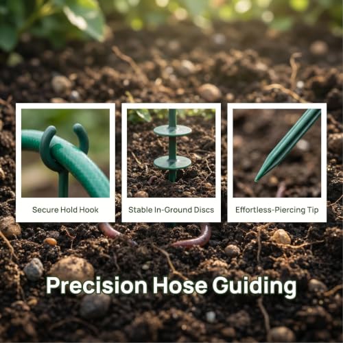 10PCS Plastic Garden Hose Guide Spike, Green Stake for Plant Protection - view 3