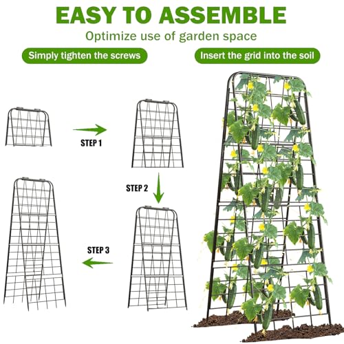 Heavy Duty 50"x17" Adjustable A-Frame Trellis for Climbing Plants – Rust-Proof Metal Garden Trellis with Dense Grid Design, Perfect for Raised Beds, Tomatoes, Cucumbers & Outdoor Vines (Black, 1 Pcs) - view 5