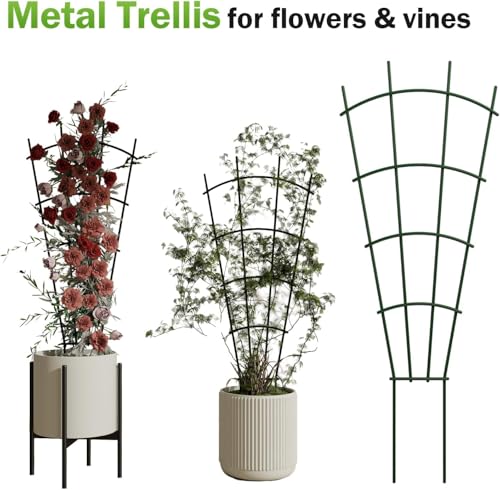 4-Pack Metal Trellis for Potted Plants, 32" Heavy Duty Garden Trellis for Climbing Plants, Rustproof Powder Coated Indoor/Outdoor Trellis for Climbing Vines, Flowers, Houseplants - view 3