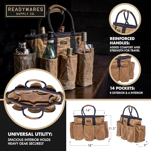 Supply Bag | 14" Waxed Canvas Gardening Tool Tote with Pockets - view 3