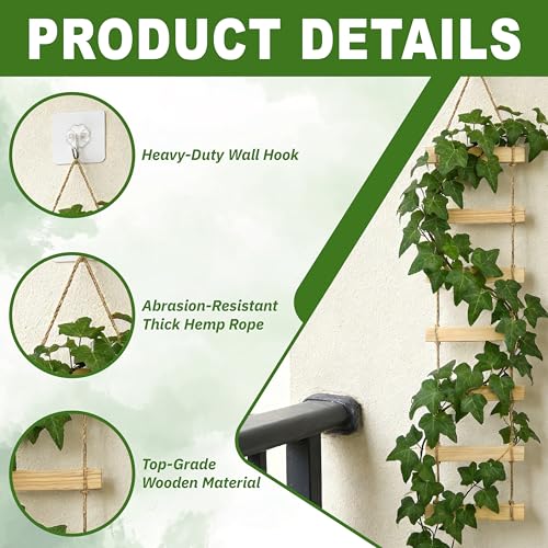 Extra Tall 6ft Wooden Ladder Trellis for Climbing Plants - Sturdy Indoor/Outdoor Plant Support,Easy Assembly & Space-Saving Vertical Garden Decor for Potted Plants, Vines, Pothos, Monstera - view 3